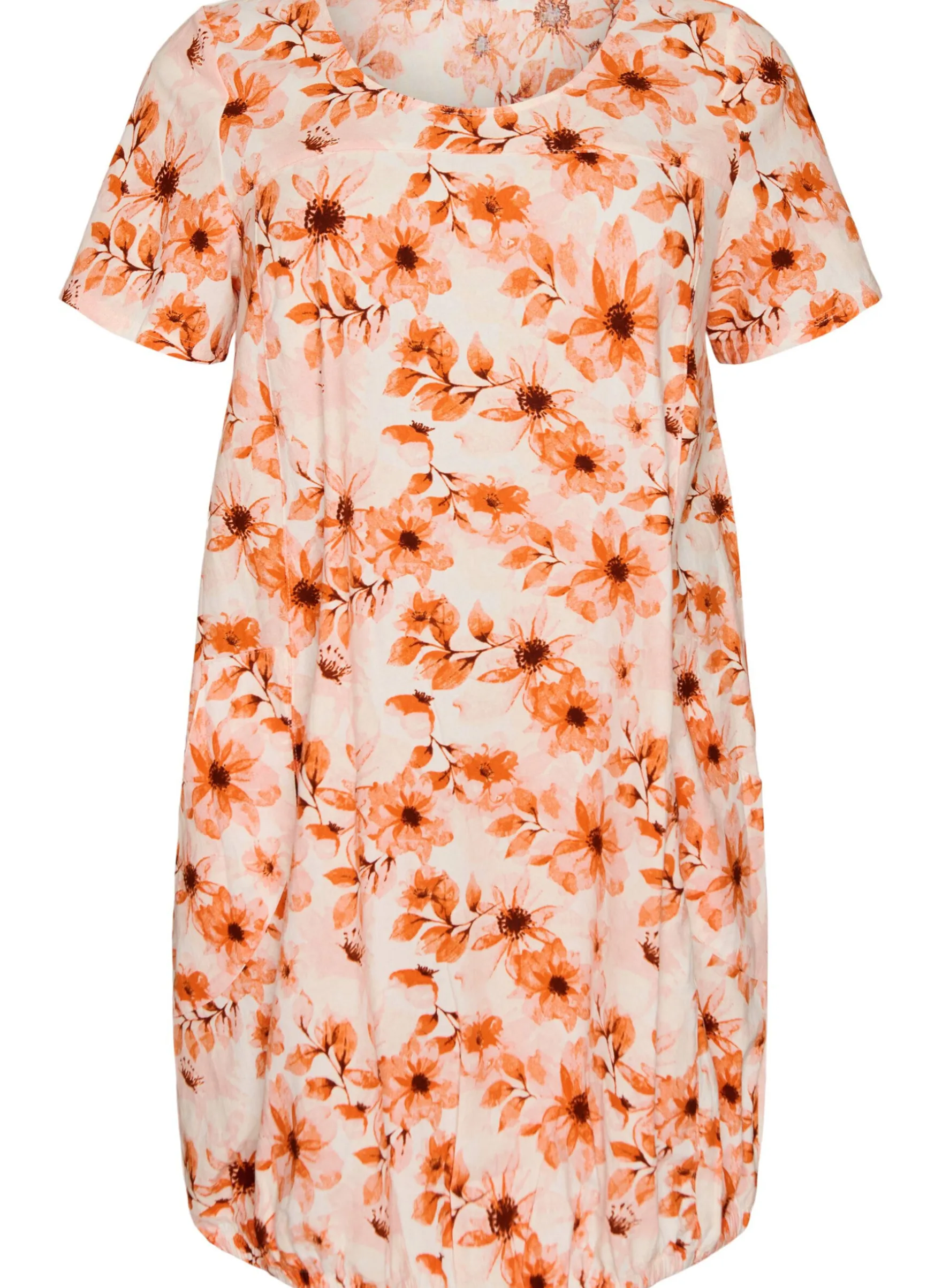 Kurzärmliges Baumwollkleid mit Aufdruck