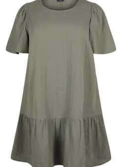 Kurzärmliges Kleid aus Baumwolle mit A-Linien-Schnitt