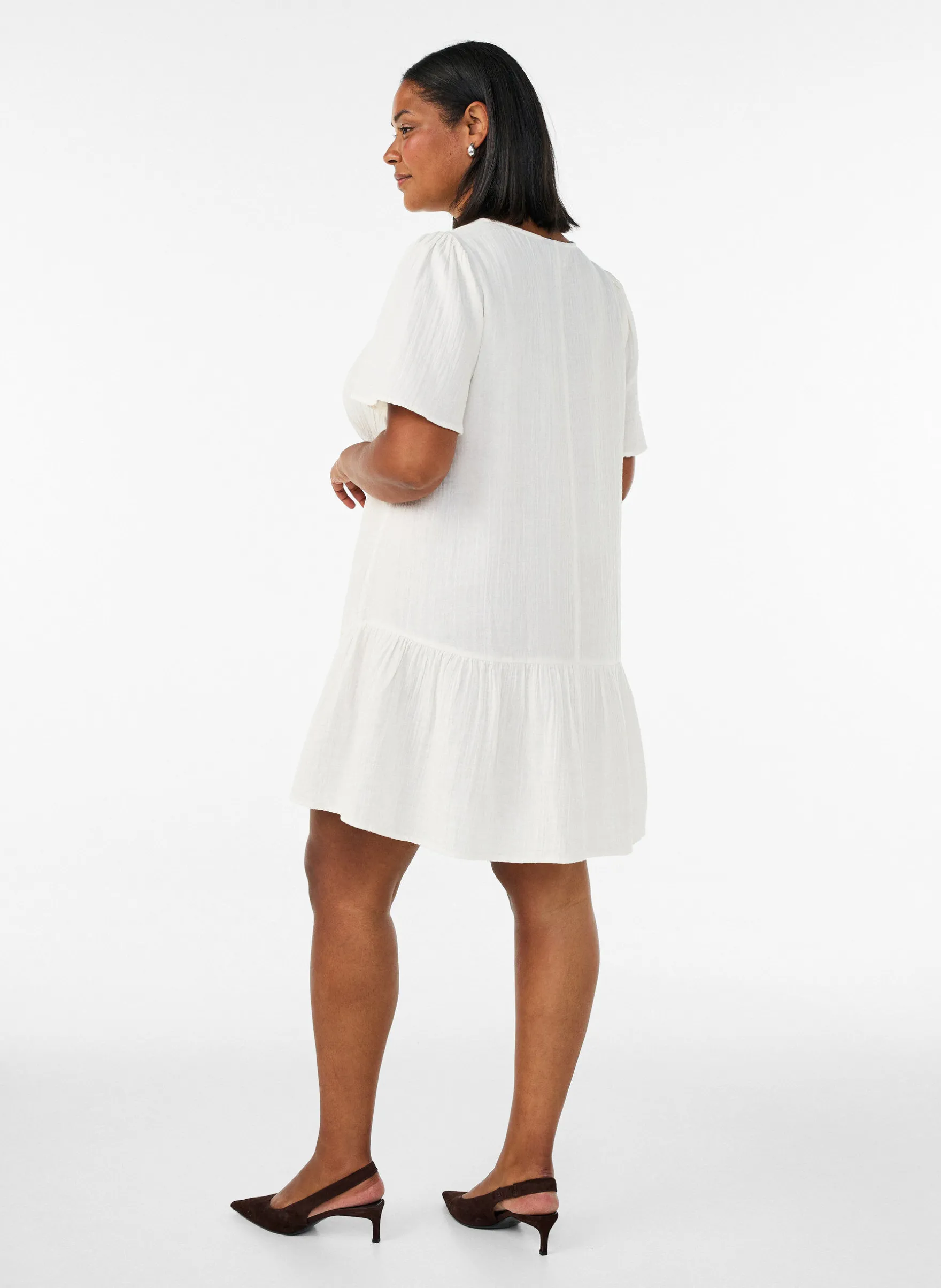 Kurzärmliges Kleid aus Baumwolle mit A-Linien-Schnitt