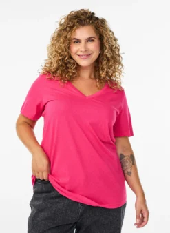 Kurzärmliges T-Shirt mit V-Ausschnitt