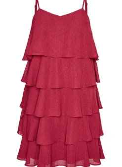 Lagenkleid mit Rüschen und Spaghettiträgern