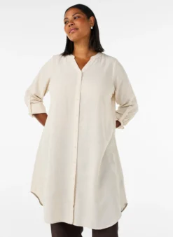 Lange Bluse aus Leinen und Viskose
