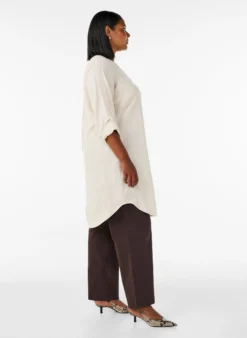 Lange Bluse aus Leinen und Viskose
