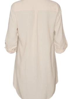 Lange Bluse aus Leinen und Viskose