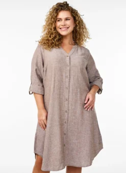 Lange Bluse aus Leinen und Viskose