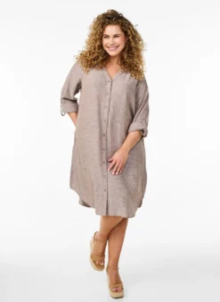 Lange Bluse aus Leinen und Viskose