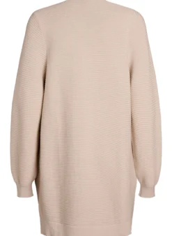 Lange, gerippte Baumwoll-Strickjacke