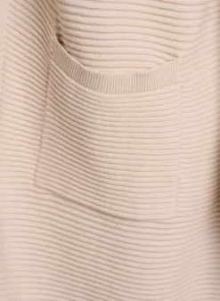 Lange, gerippte Baumwoll-Strickjacke