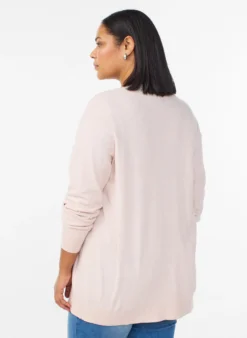 Lange offene Strickjacke mit Taschen