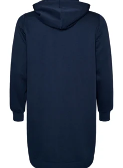 Langer Hoodie mit Reißverschluss und Taschen