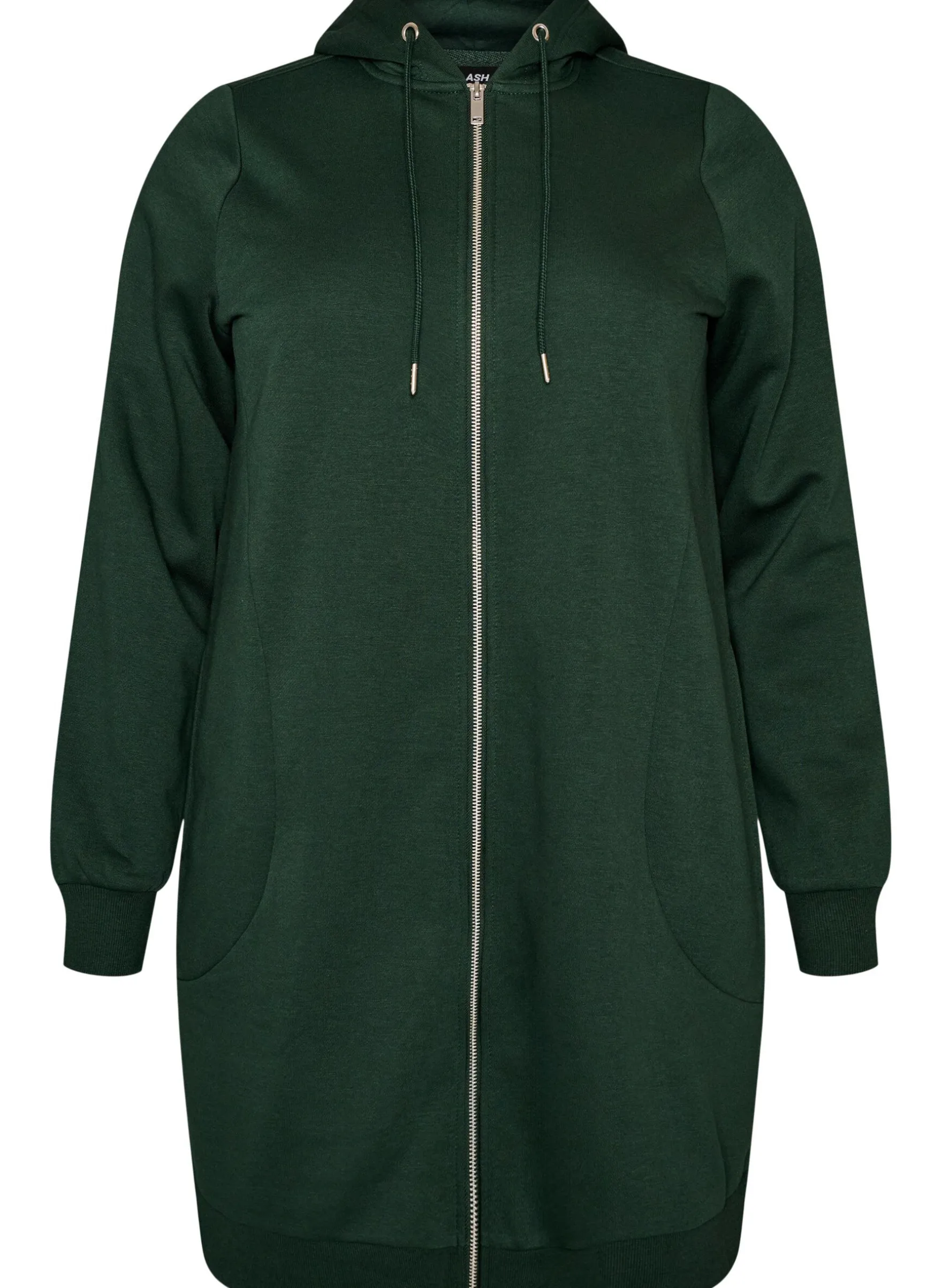 Langer Hoodie mit Reißverschluss und Taschen