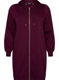 Langer Hoodie mit Reißverschluss und Taschen