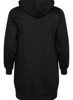 Langer Hoodie mit Reißverschluss und Taschen