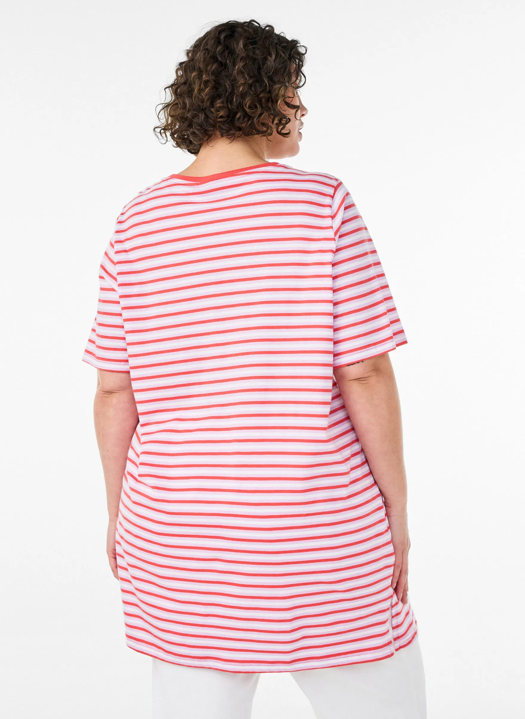 Langes oversized T-Shirt aus Bio-Baumwolle mit Streifen