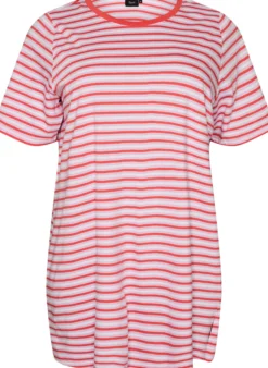 Langes oversized T-Shirt aus Bio-Baumwolle mit Streifen