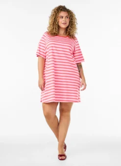 Langes oversized T-Shirt aus Bio-Baumwolle mit Streifen