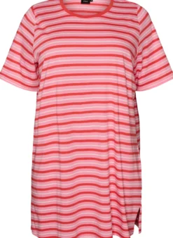 Langes oversized T-Shirt aus Bio-Baumwolle mit Streifen