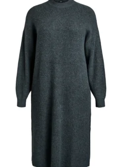 Langes Strickkleid mit hohem Kragen