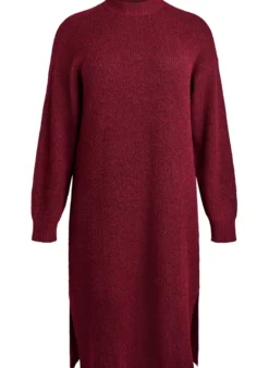 Langes Strickkleid mit hohem Kragen