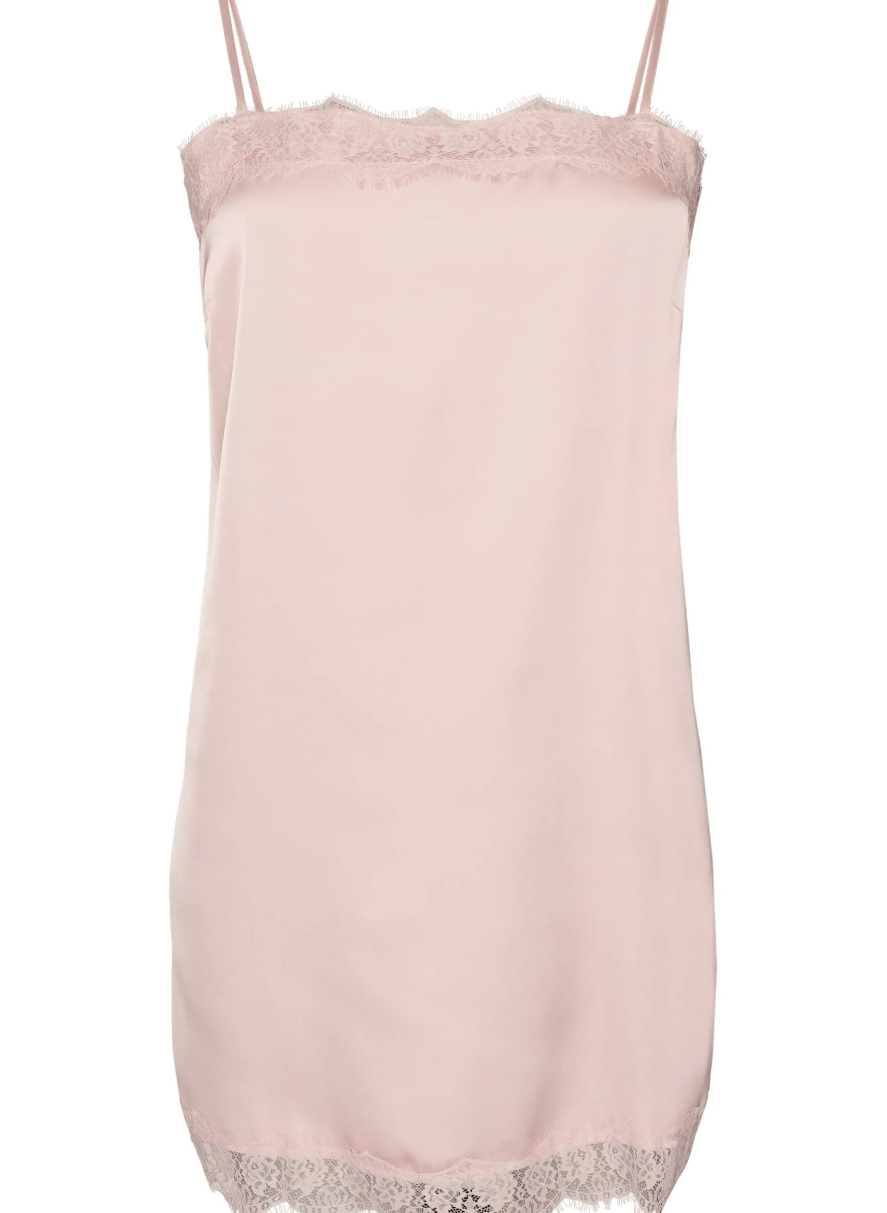 Langes Top aus Satin mit Spitzen