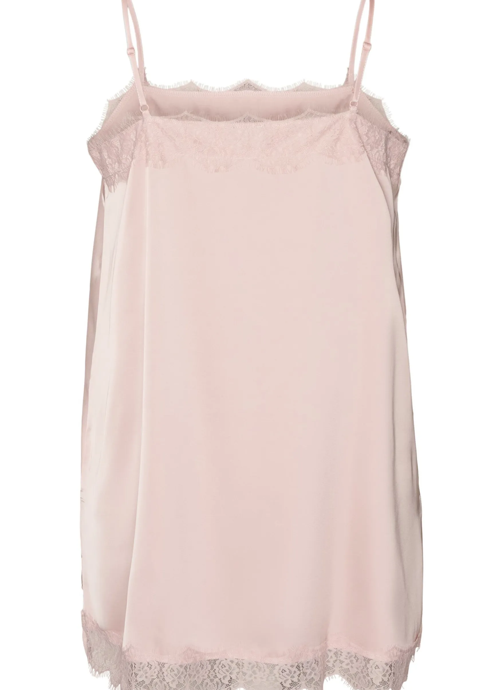 Langes Top aus Satin mit Spitzen
