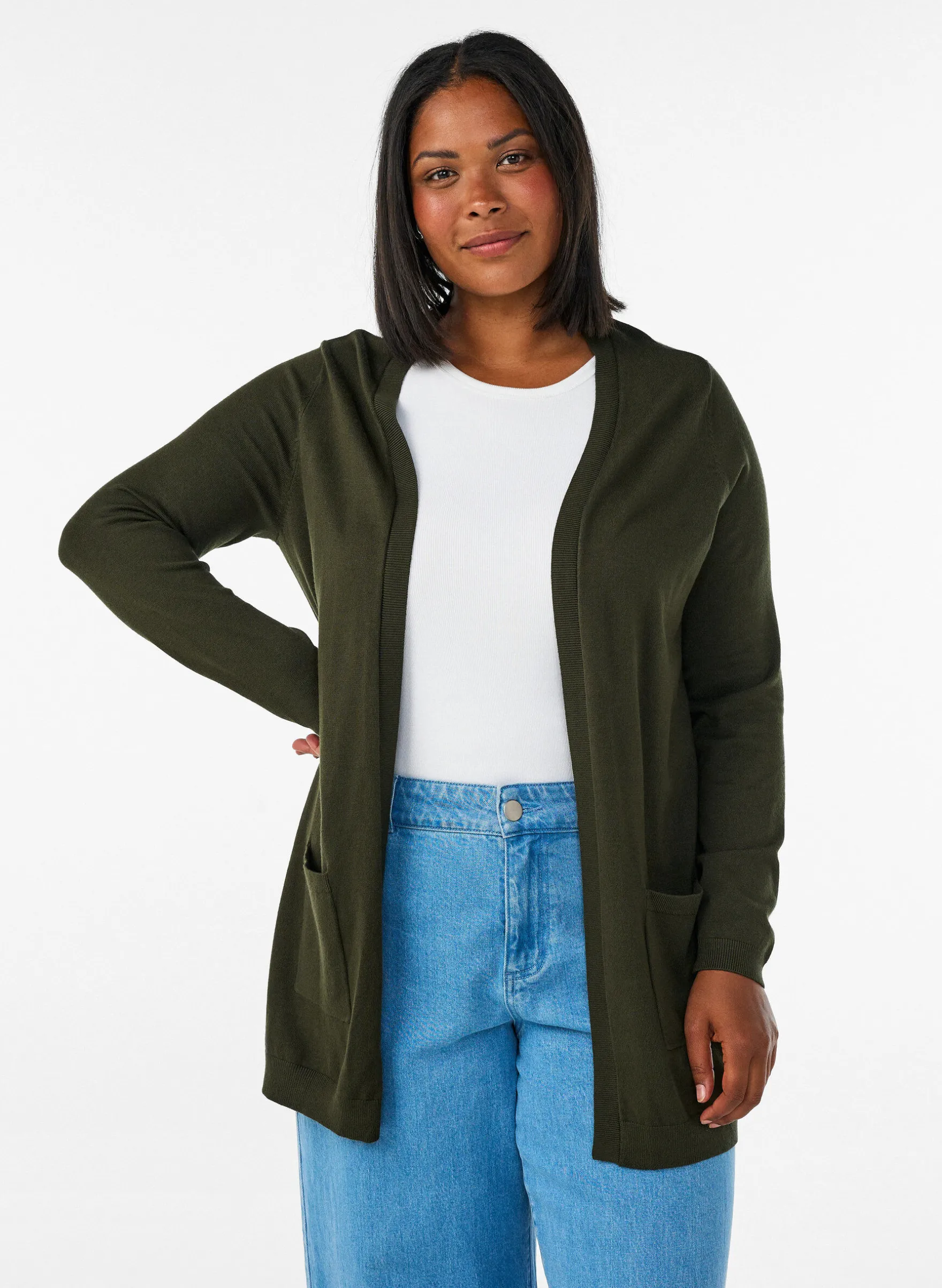 Lange Strickjacke aus einer Viskosemischung