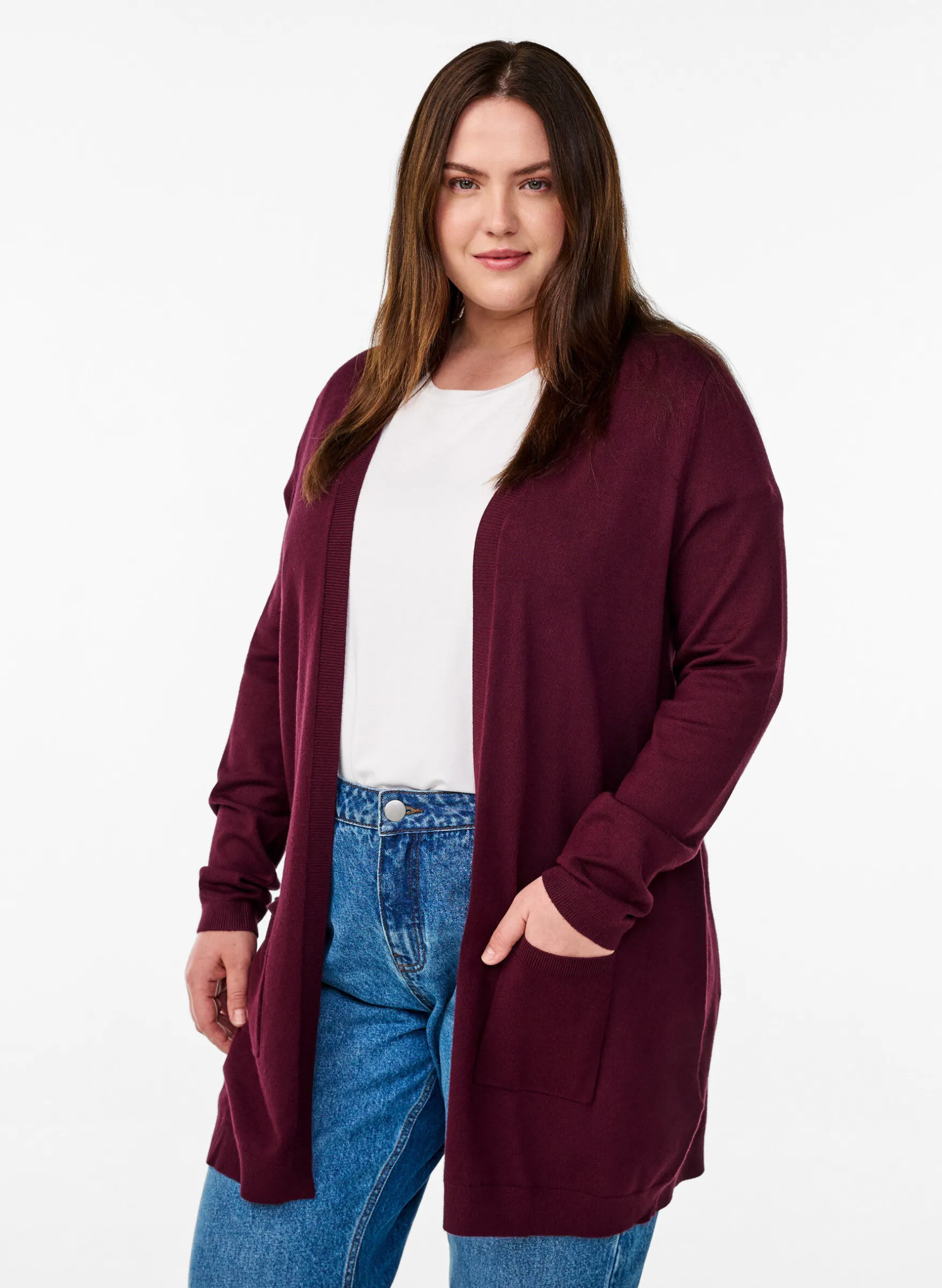Lange Strickjacke aus Viskose-Mischung
