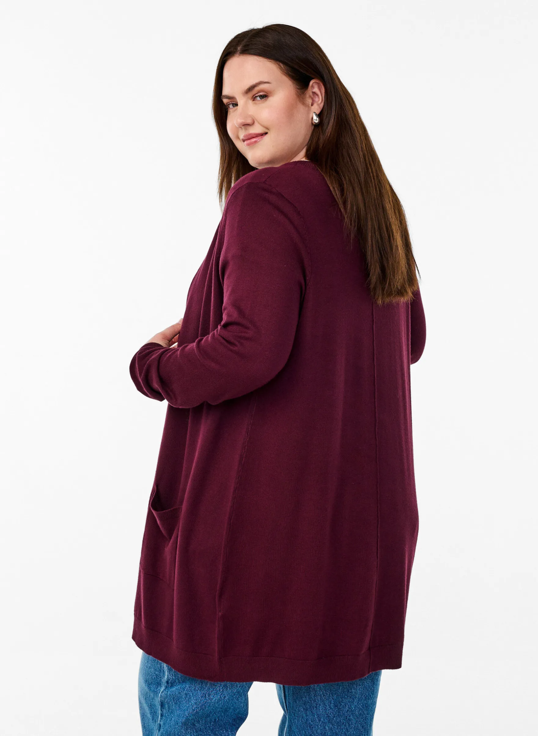 Lange Strickjacke aus Viskose-Mischung