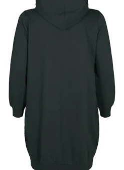 Lange Sweatjacke aus Baumwolle mit Kapuze