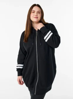Lange Sweat-Strickjacke mit Printdetails