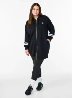 Lange Sweat-Strickjacke mit Printdetails