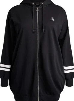 Lange Sweat-Strickjacke mit Printdetails