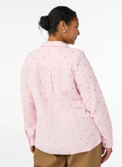 Langärmelige Bluse aus Baumwoll-Musselin mit bestickten Motiven