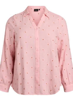 Langärmelige Bluse aus Baumwoll-Musselin mit bestickten Motiven