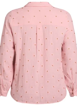 Langärmelige Bluse aus Baumwoll-Musselin mit bestickten Motiven