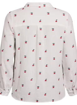 Langärmelige Bluse aus Baumwoll-Musselin mit bestickten Motiven