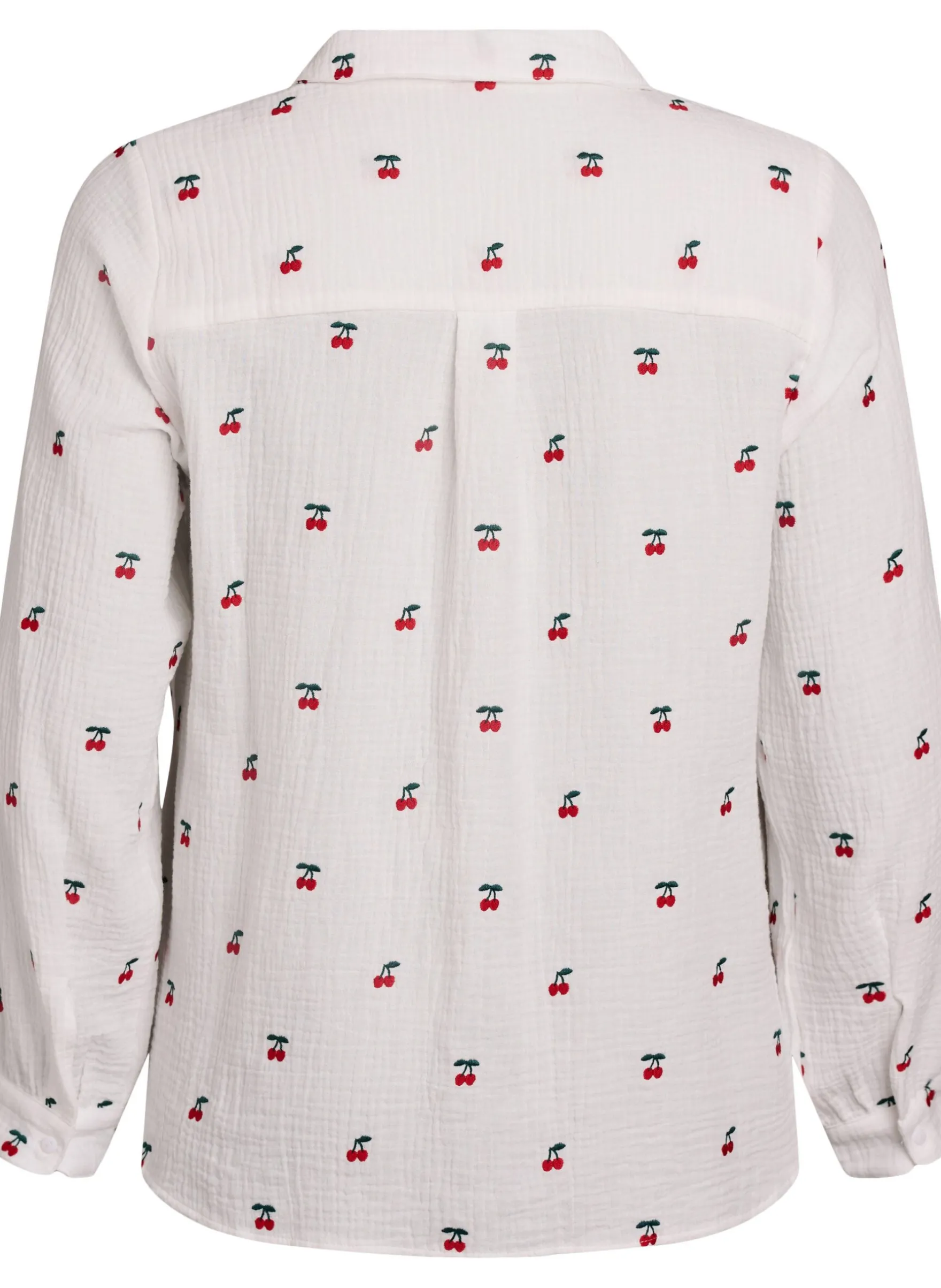 Langärmelige Bluse aus Baumwoll-Musselin mit bestickten Motiven