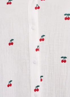 Langärmelige Bluse aus Baumwoll-Musselin mit bestickten Motiven