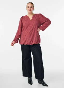 Langärmelige Bluse mit Blumenstickerei