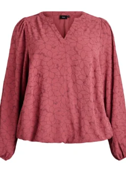 Langärmelige Bluse mit Blumenstickerei