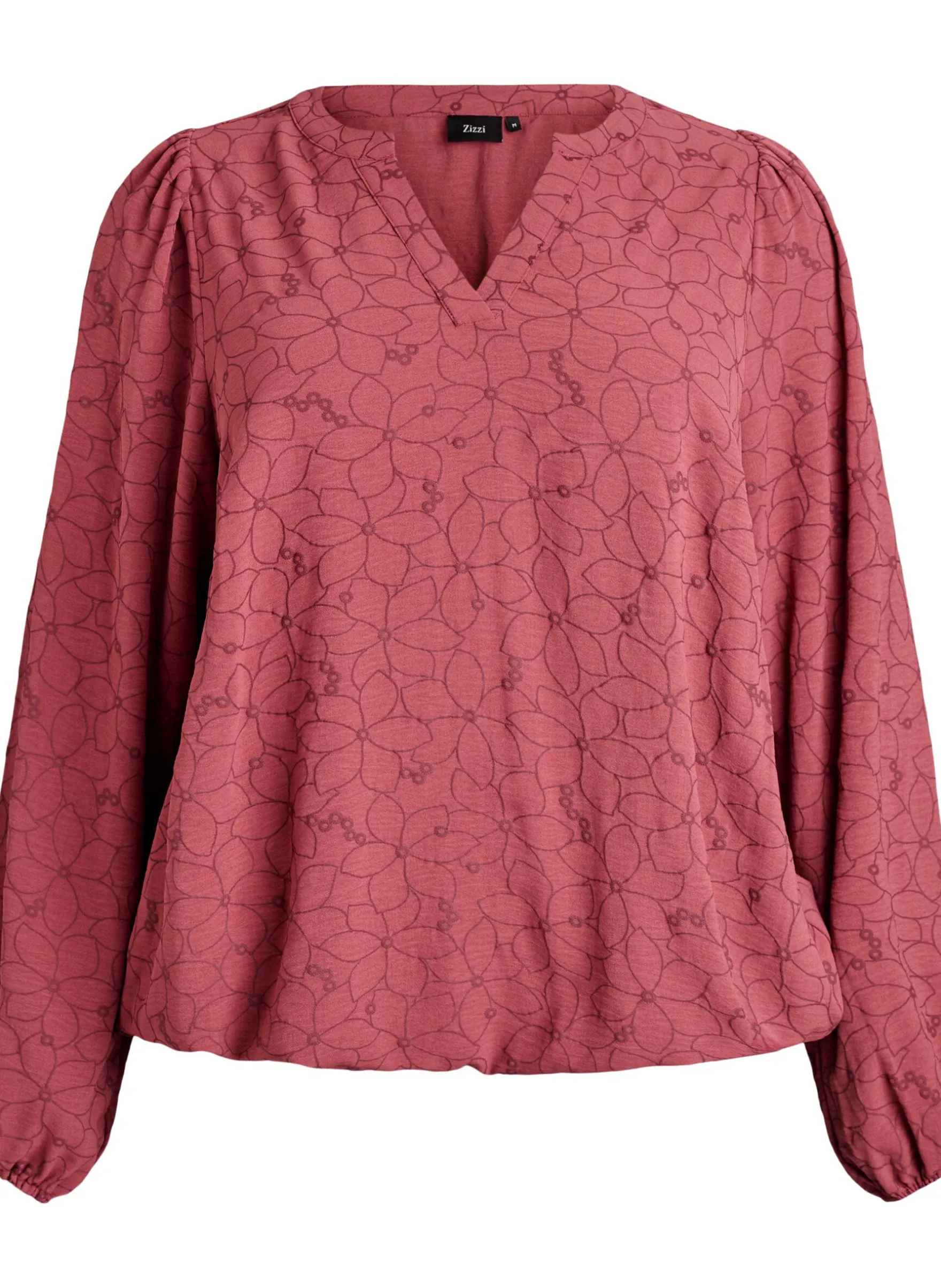 Langärmelige Bluse mit Blumenstickerei