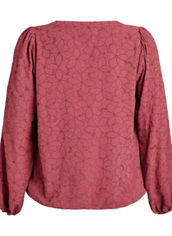 Langärmelige Bluse mit Blumenstickerei