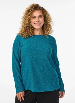 Langärmelige Bluse mit Strasssteinen