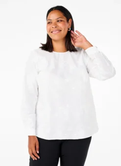 Langärmlige Bluse mit Stickereien