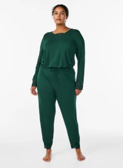 Langärmliges Pyjamaoberteil mit Spitzendetails