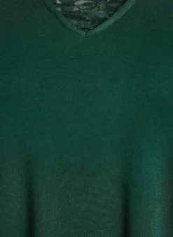 Langärmliges Pyjamaoberteil mit Spitzendetails