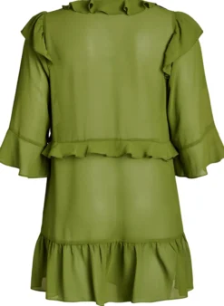Leichtes Kleid mit Rüschen und V-Ausschnitt