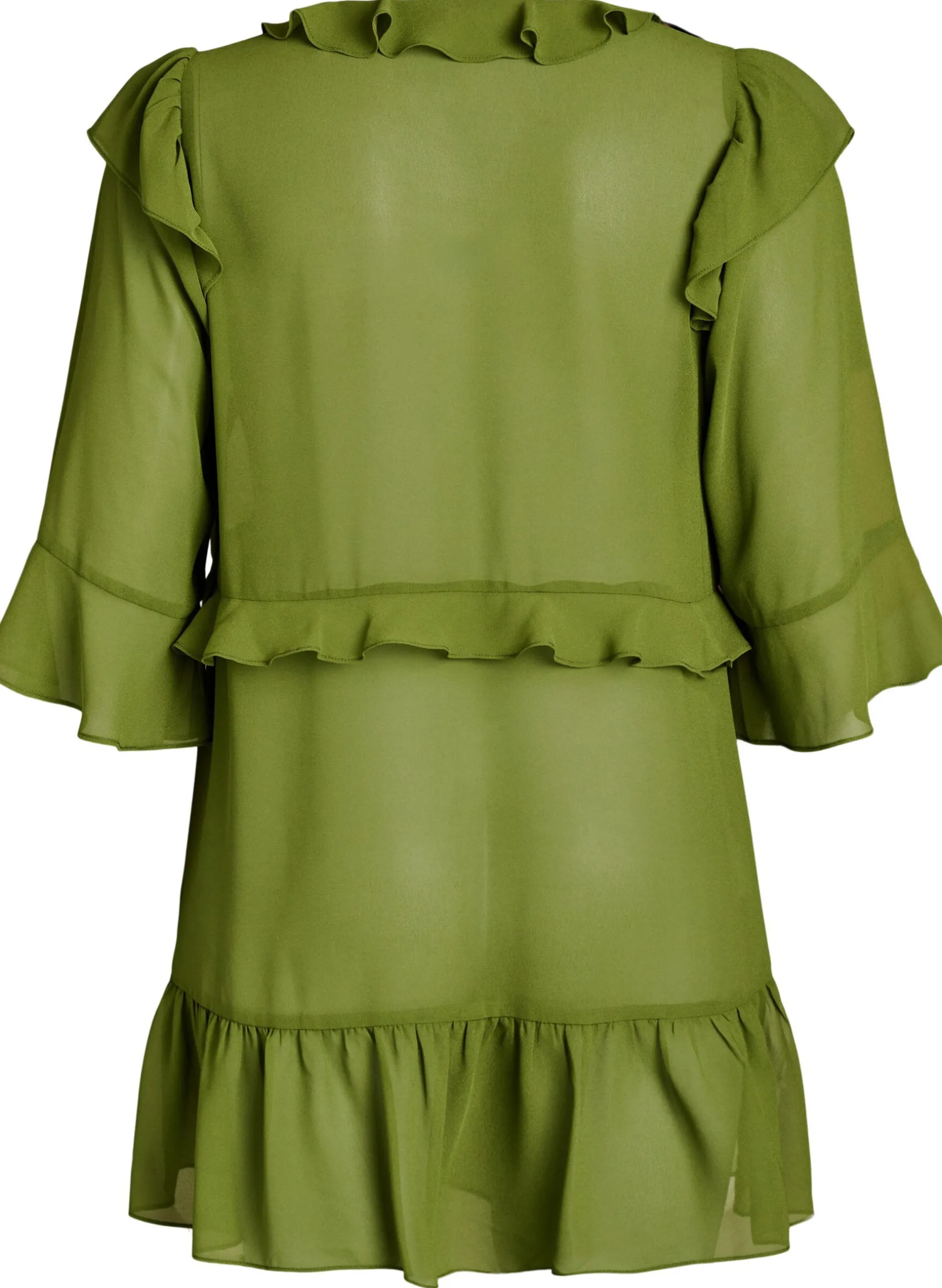 Leichtes Kleid mit Rüschen und V-Ausschnitt