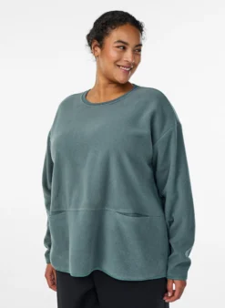 Lockere Bluse aus Fleece mit Taschen