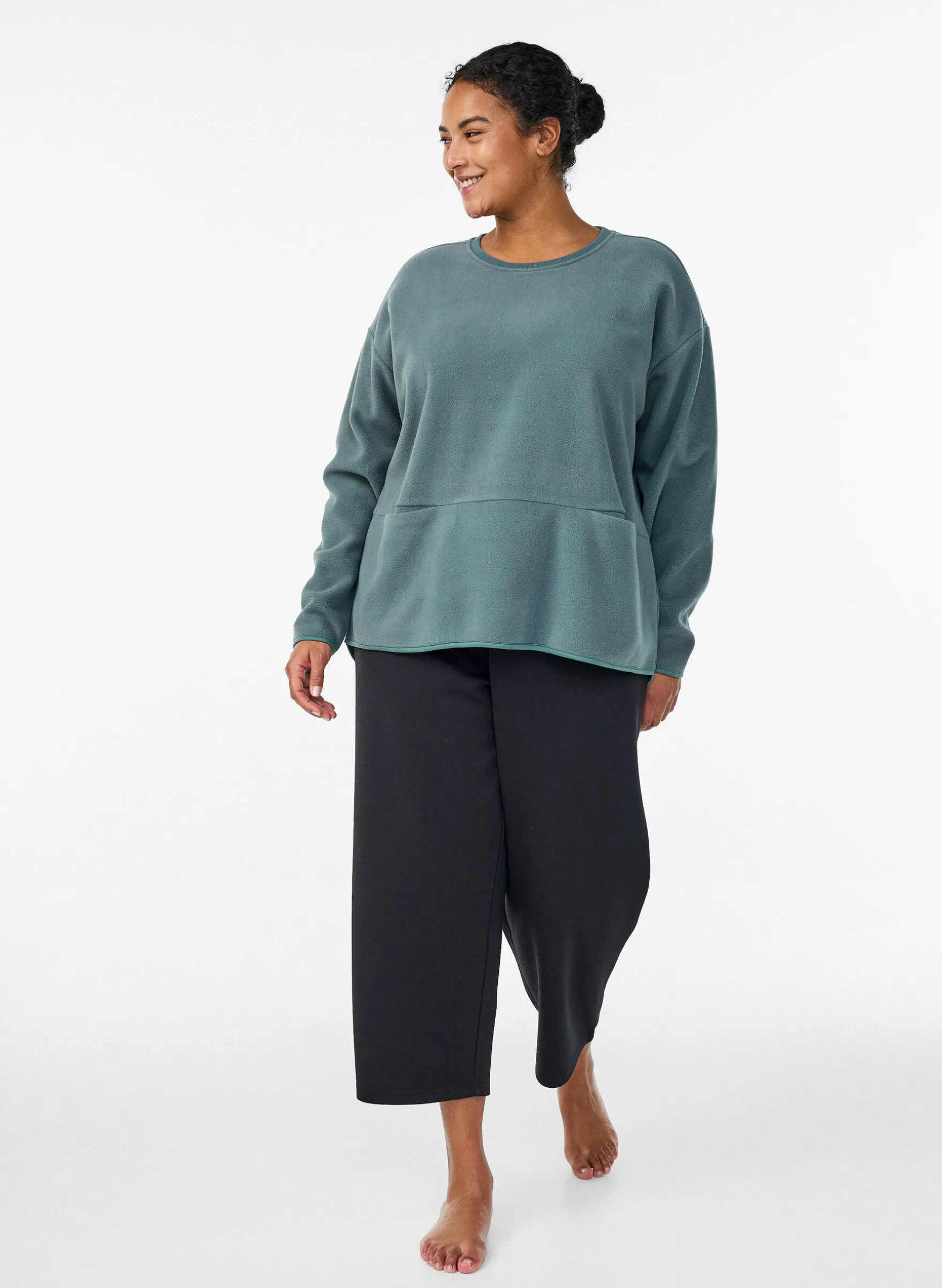 Lockere Bluse aus Fleece mit Taschen